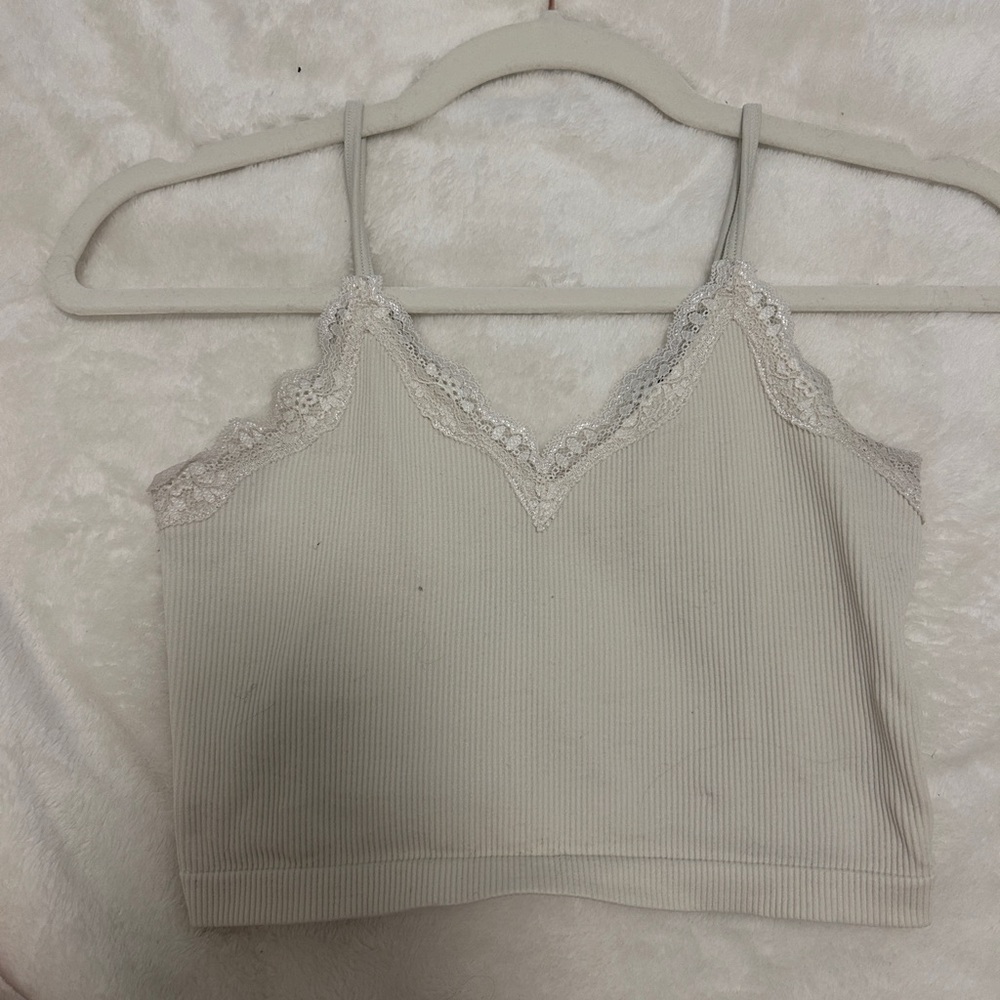 Wild Fable Cream Embellished Crop Camisole